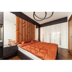 Zestaw łóżka tapicerowanego EUROPA 160x200cm z panelami ściennymi ANGULO