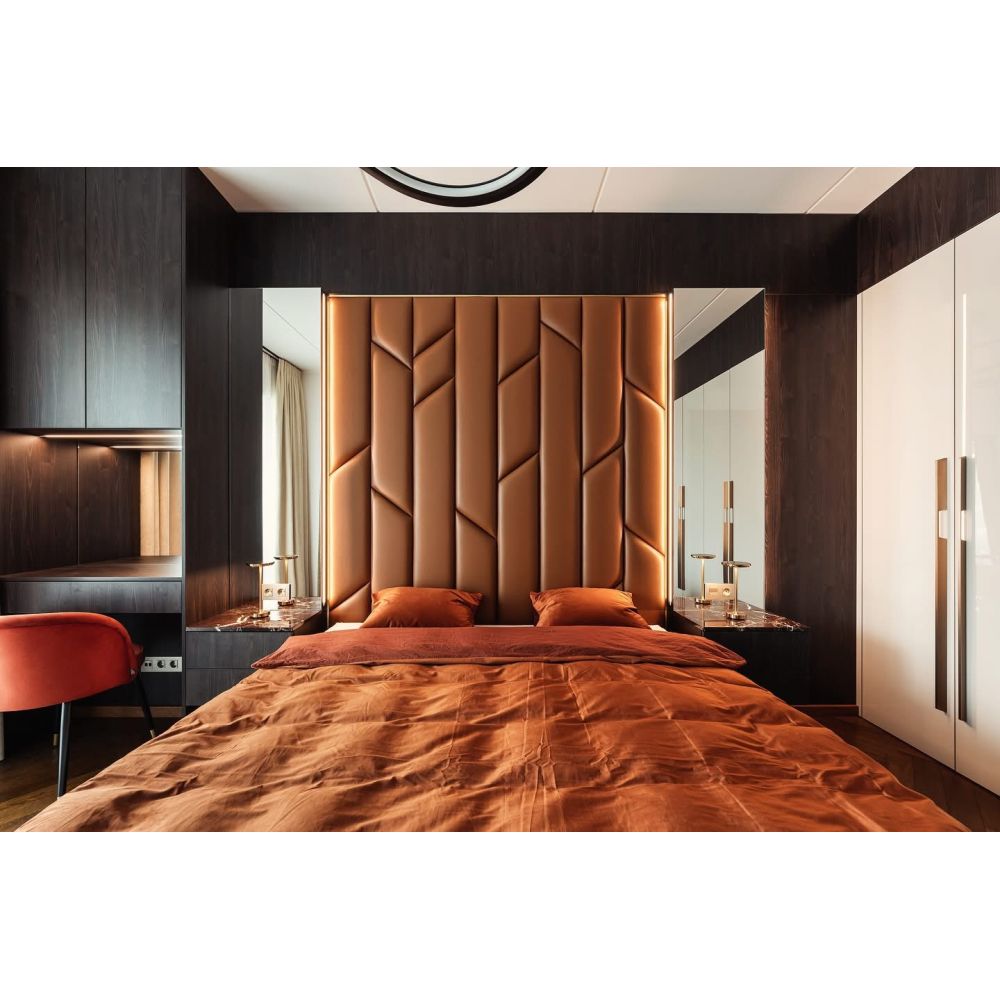 Zestaw łóżka tapicerowanego EUROPA 160x200cm z panelami ściennymi ANGULO