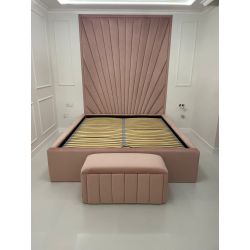 Zestaw łóżka tapicerowanego EUROPA 160x200cm z panelami ściennymi RADIANO