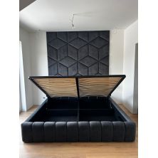 Zestaw łóżka tapicerowanego BUBBLE 160x200cm z panelami ściennymi ROMBO