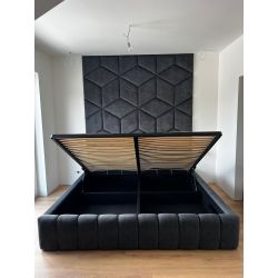 Zestaw łóżka tapicerowanego BUBBLE 160x200cm z panelami ściennymi ROMBO