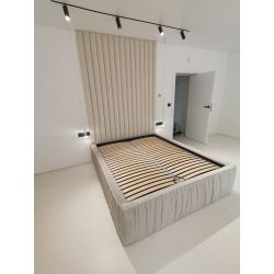 Zestaw łóżka tapicerowanego ELEGANCE 160x200cm z panelami ściennymi ROLLER