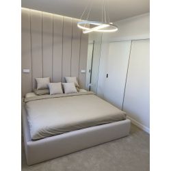Zestaw łóżka tapicerowanego EUROPA 180x200cm z panelami ściennymi RECTO