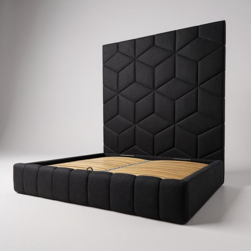 Zestaw łóżka tapicerowanego BUBBLE 160x200cm z panelami ściennymi ROMBO