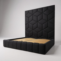 Zestaw łóżka tapicerowanego BUBBLE 160x200cm z panelami ściennymi ROMBO