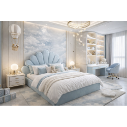 ŁÓŻKO SHELL Z ZAGŁÓWKIEM MUSZELKI