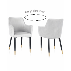 Krzesło tapicerowane Elena ze złotymi końcówkami