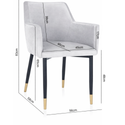 Krzesło tapicerowane Elena ze złotymi końcówkami