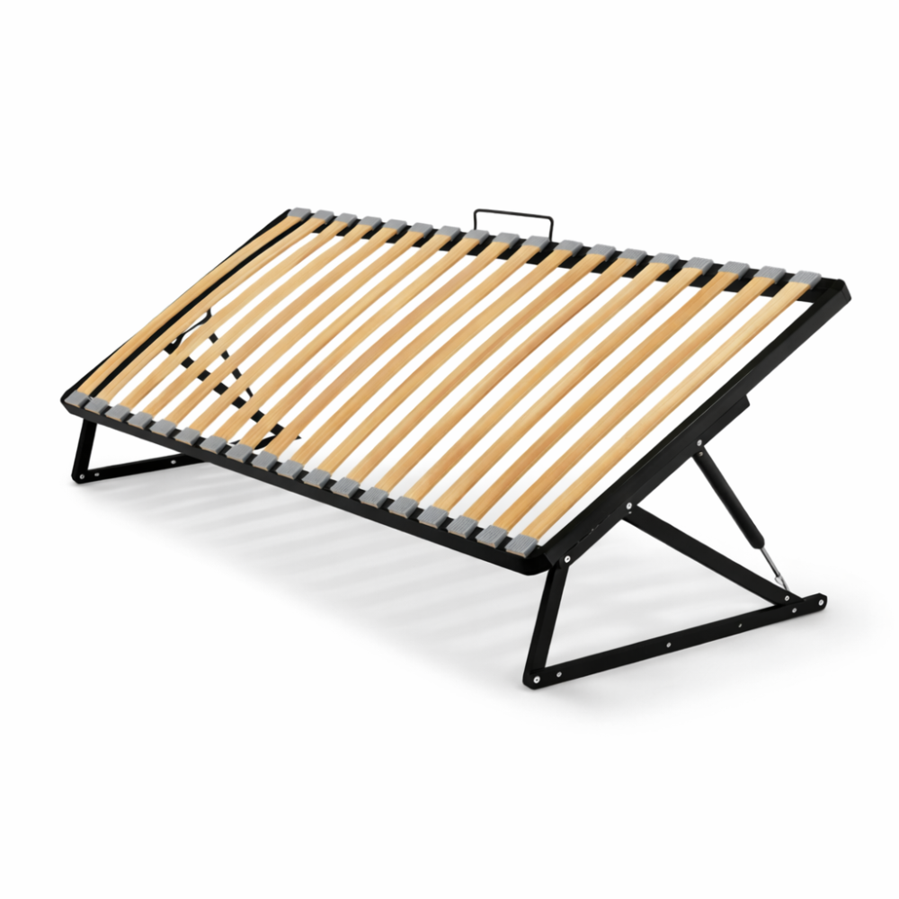 Stelaż metalowy podnoszony od boku na siłownikach gazowych 80/90/100x200 – 24 listewki, solidna i cicha konstrukcja