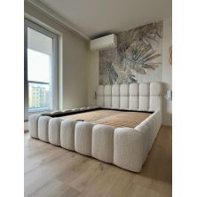 ŁÓŻKO BUBBLE Z ZAGŁÓWKIEM METALOWY STELAŻ PREMIUM POJEMNIK NA POSCIEL BOUCLE