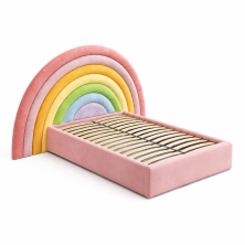 łóżeczko rainbow z zagłówkiem tęczy pastelowe kolory różowy