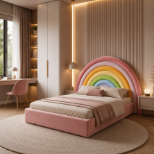 ŁÓŻKO RAINBOW Z ZAGŁÓWKIEM TĘCZY