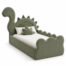ŁÓŻKO DZIECIĘCE TAPICEROWANE DINOZAUR Z ZAGŁÓWKIEM