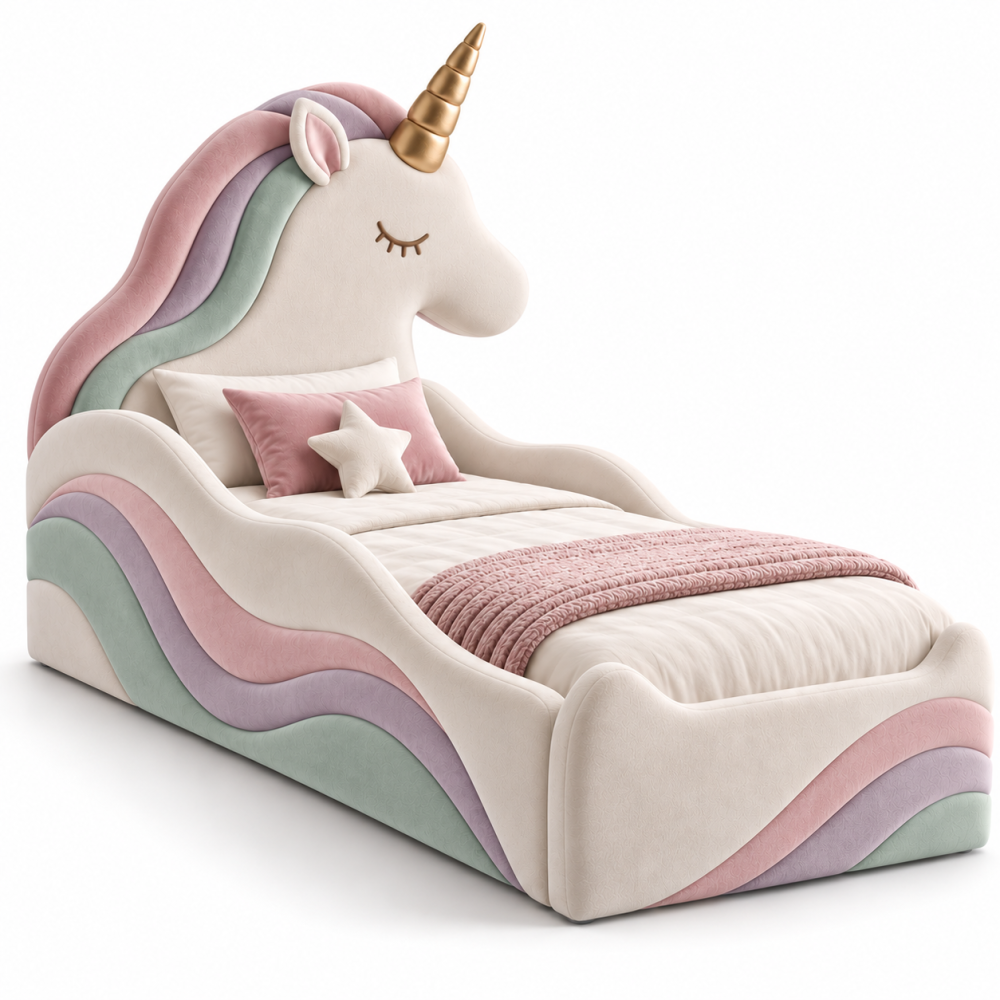 Łóżko dziecięce UNICORN jednorożec DAPPI Kids – tapicerowane łóżko premium