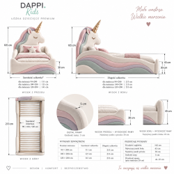 Łóżko dziecięce UNICORN – tapicerowane łóżko jednorożec