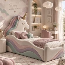 Łóżko dziecięce UNICORN – tapicerowane łóżko jednorożec