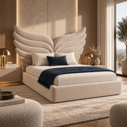 Łóżko tapicerowane WINGS – designerskie łóżko sypialniane ze skrzydłami