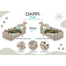 Łóżko dziecięce tapicerowane DINO z zagłówkiem dinozaur