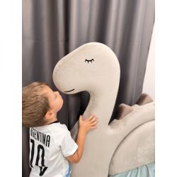 Łóżko dziecięce tapicerowane DINO z zagłówkiem dinozaur