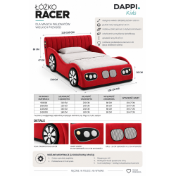 Łóżko dziecięce RACER - tapicerowane łóżko samochód
