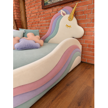 Łóżko dziecięce UNICORN – tapicerowane łóżko jednorożec
