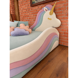 Łóżko dziecięce UNICORN – tapicerowane łóżko jednorożec