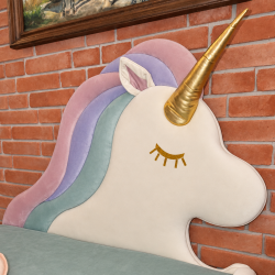 Łóżko dziecięce UNICORN – tapicerowane łóżko jednorożec